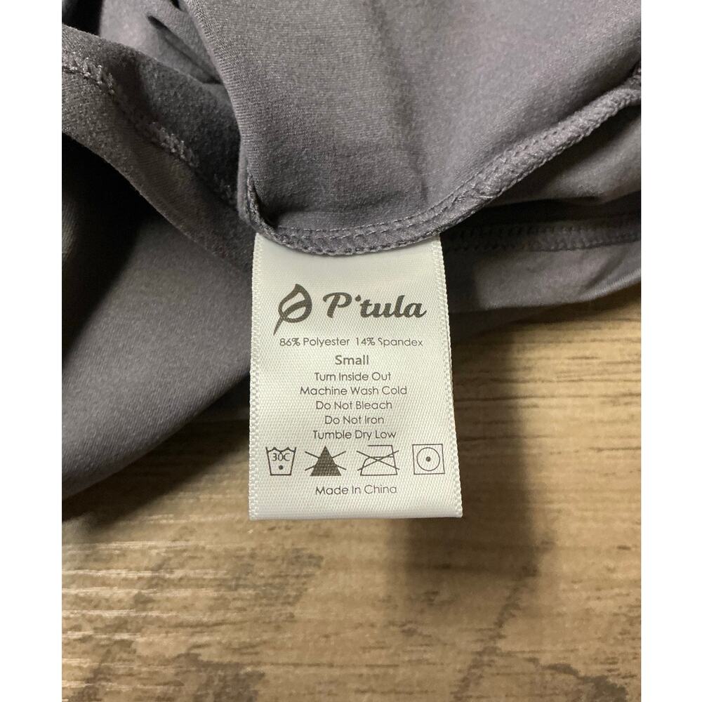 P’tula Activewear V-Neck Short Sleeve Tee Gray Size S NWT - Picture 4 of 7